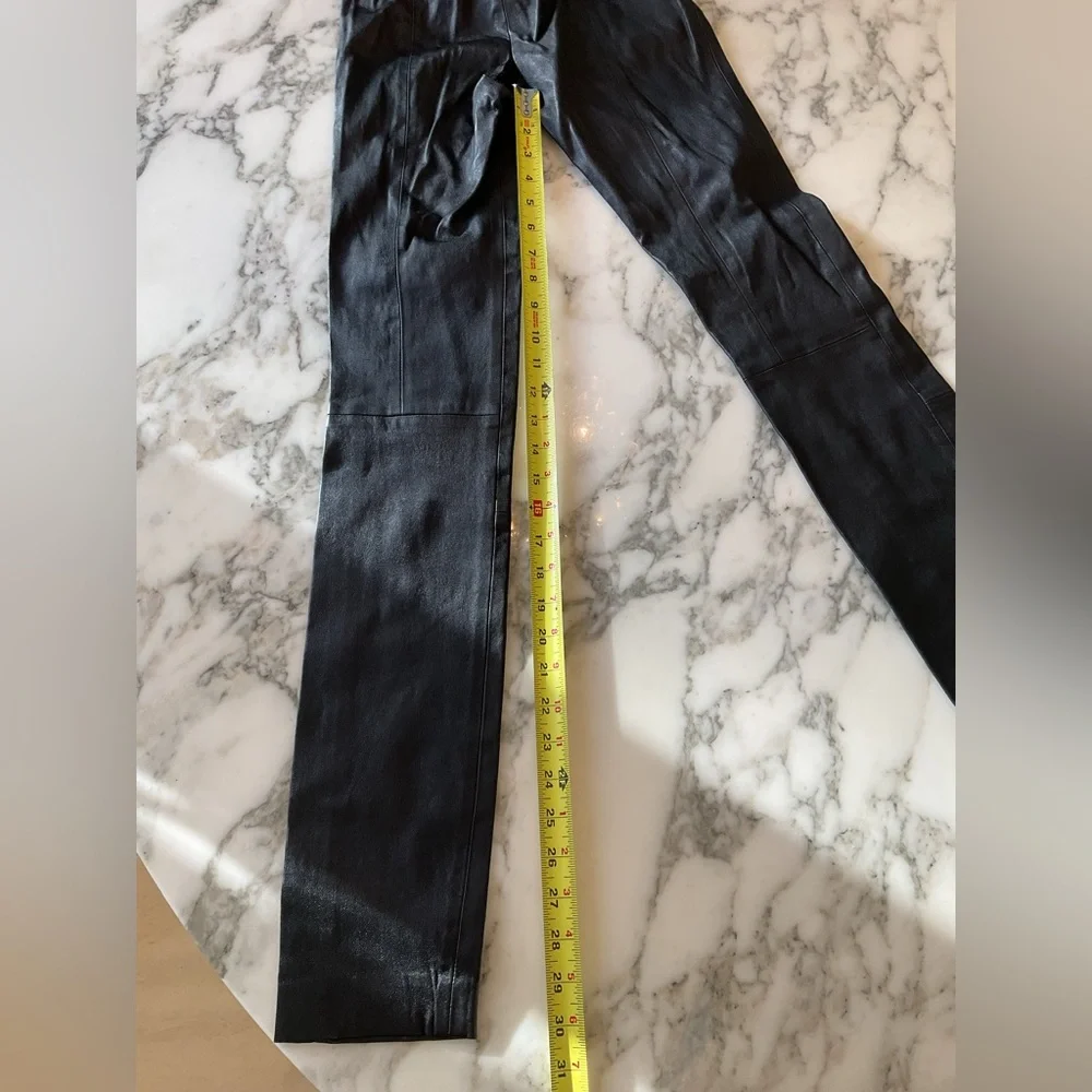 NWOT J Crew Collection Black 100% Leather Stretch Legging Sz 000 seam separated